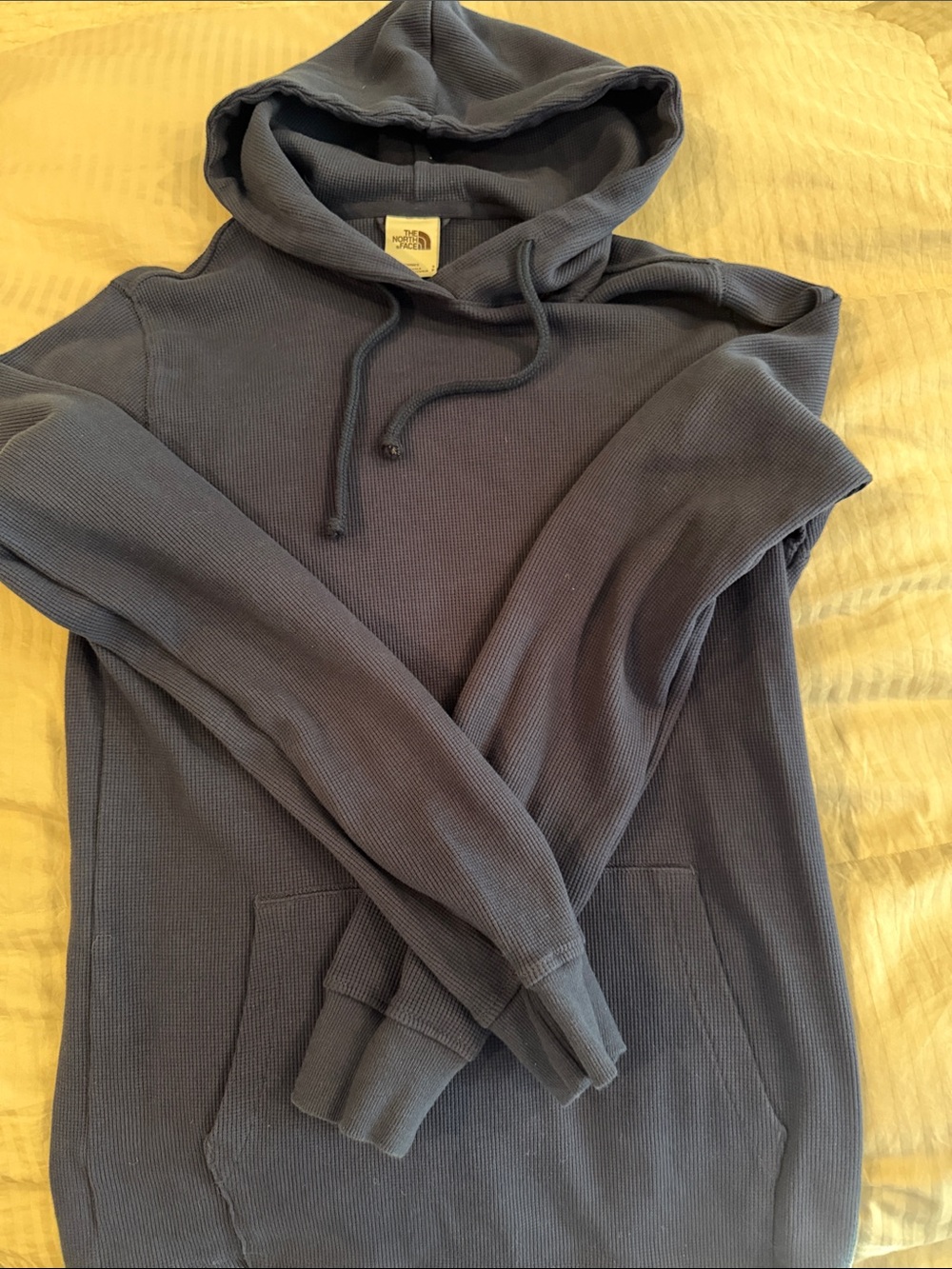 The North Face Men's Navy Waffle-Knit Hooded Pullover